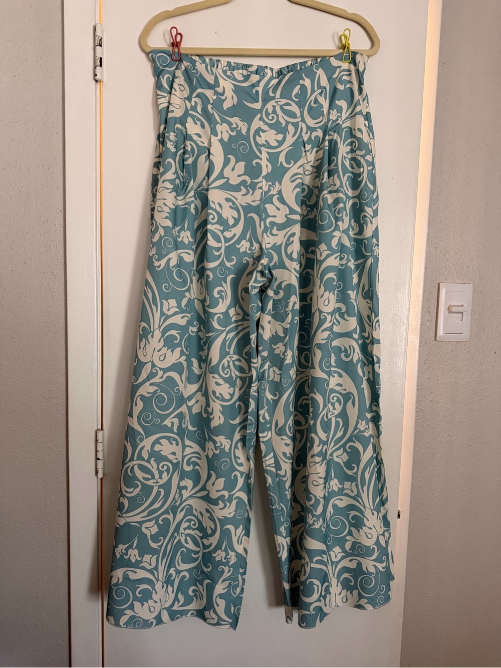 Girls Blue and White Floral Wide-Leg Pants